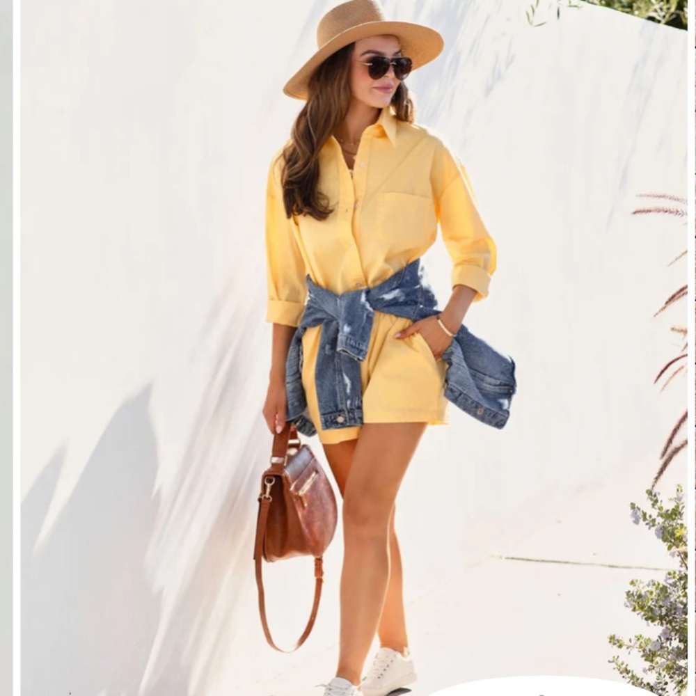 NWT YELLOW Long Sleeve romper VICI FORRESTER COTTON POCKETED ROMPER